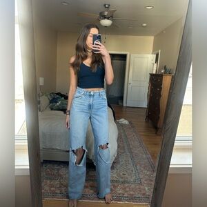 Zara Wide Leg Ripped Jeans